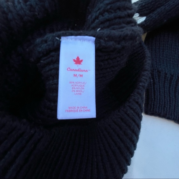 Canadiana Sweater Boys Medium Red White Blue Crew Neck Wool Blend Chunky Knit - Picture 3 of 15